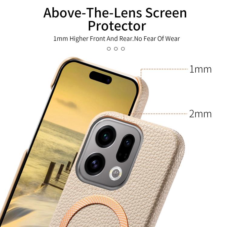 For OPPO Find X9 Litchi Texture Brushed MagSafe PU Back Cover Phone Case