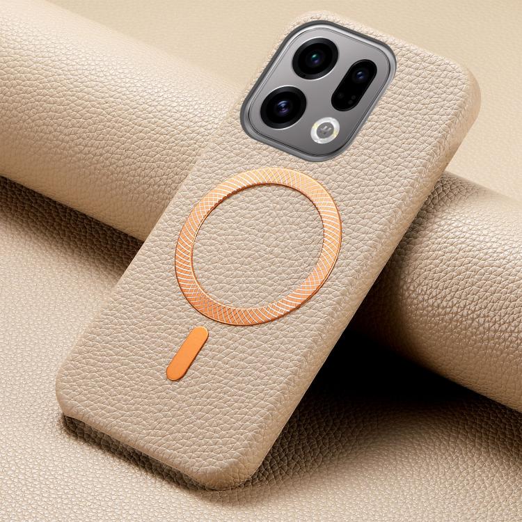 For OPPO Find X9 Litchi Texture Brushed MagSafe PU Back Cover Phone Case