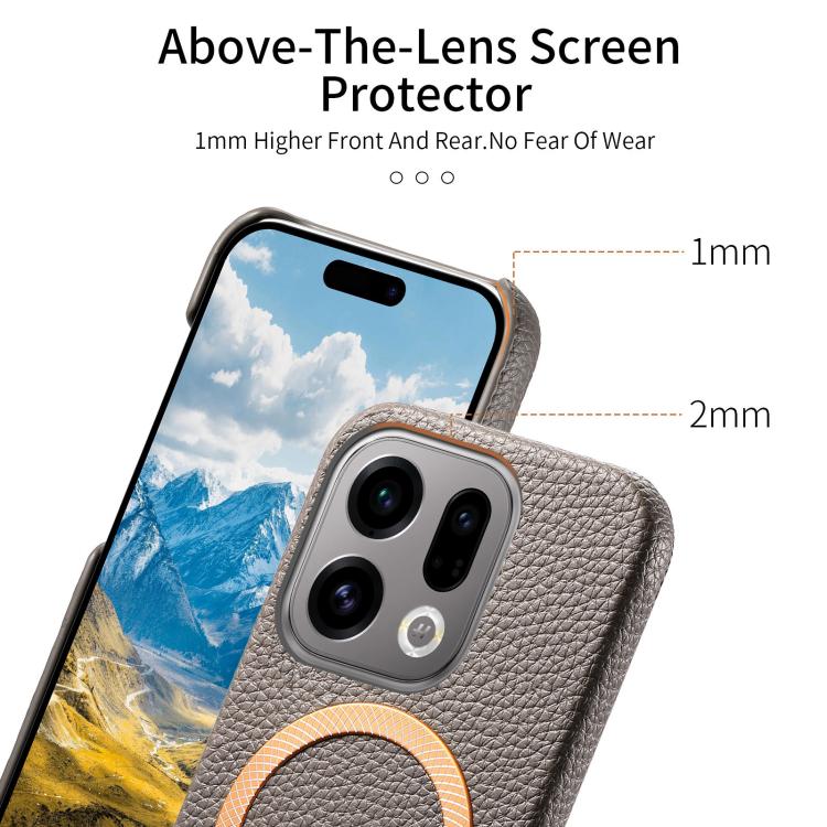 For OPPO Find X9 Litchi Texture Brushed MagSafe PU Back Cover Phone Case