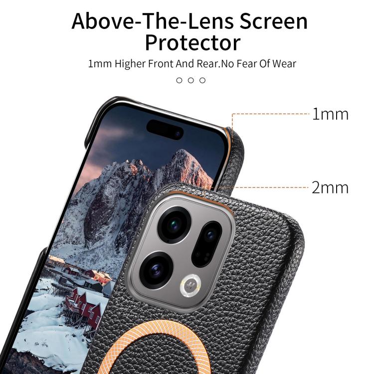 For OPPO Find X9 Litchi Texture Brushed MagSafe PU Back Cover Phone Case