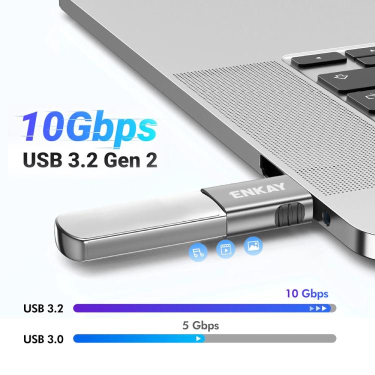 1 Pcs ENKAY ENK-AT130 10Gbps Female USB 3.2 A to Male Type-C Data Adapter Aluminium Alloy Converter