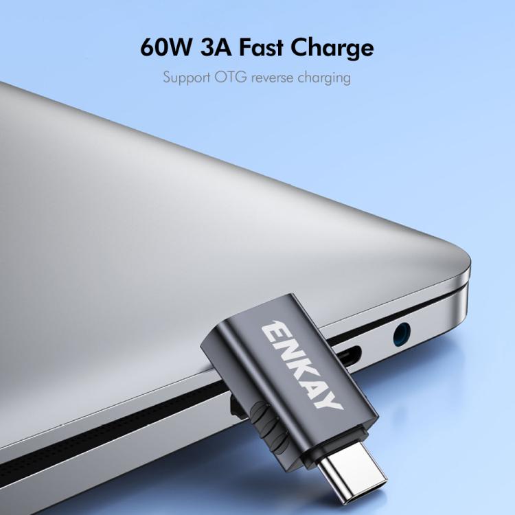 1 Pcs ENKAY ENK-AT130 10Gbps Female USB 3.2 A to Male Type-C Data Adapter Aluminium Alloy Converter