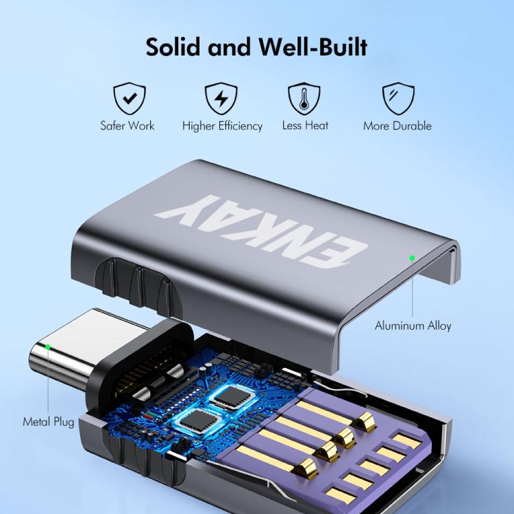1 Pcs ENKAY ENK-AT130 10Gbps Female USB 3.2 A to Male Type-C Data Adapter Aluminium Alloy Converter