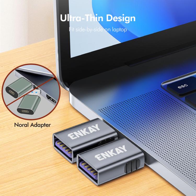 1 Pcs ENKAY ENK-AT130 10Gbps Female USB 3.2 A to Male Type-C Data Adapter Aluminium Alloy Converter