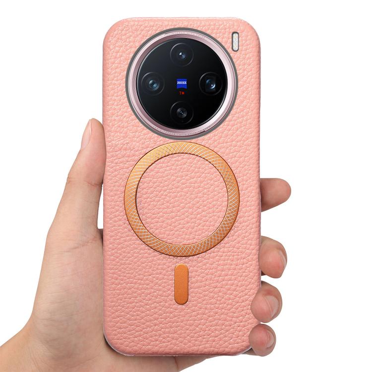 For vivo X200 Pro Litchi Texture Brushed MagSafe PU Back Cover Phone Case