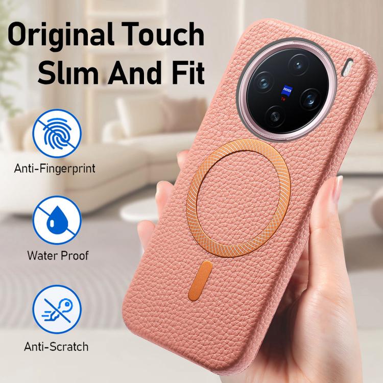 For vivo X200 Pro Litchi Texture Brushed MagSafe PU Back Cover Phone Case