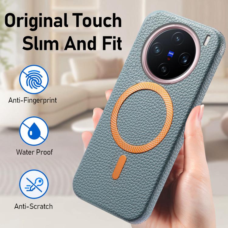 For vivo X200 Pro Litchi Texture Brushed MagSafe PU Back Cover Phone Case