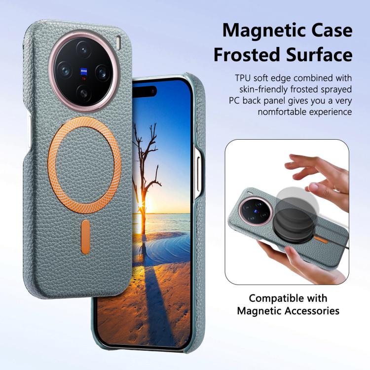 For vivo X200 Pro Litchi Texture Brushed MagSafe PU Back Cover Phone Case