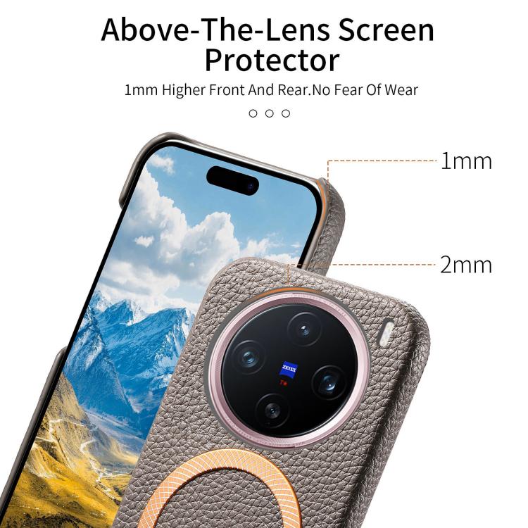 For vivo X200 Pro Litchi Texture Brushed MagSafe PU Back Cover Phone Case