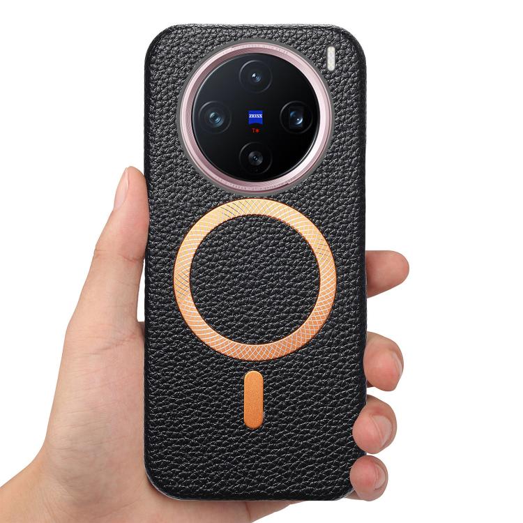 For vivo X200 Pro Litchi Texture Brushed MagSafe PU Back Cover Phone Case