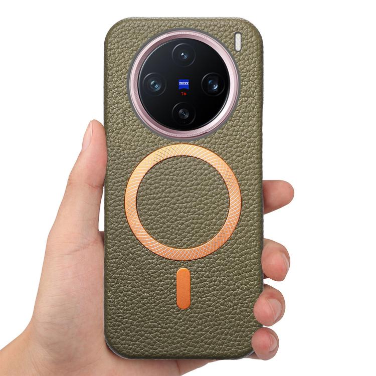 For vivo X200 Pro Litchi Texture Brushed MagSafe PU Back Cover Phone Case