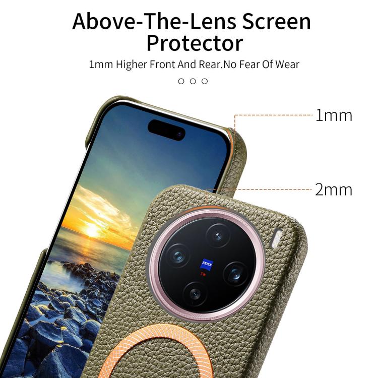 For vivo X200 Pro Litchi Texture Brushed MagSafe PU Back Cover Phone Case