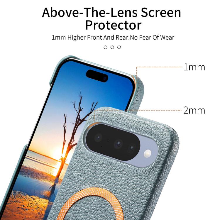 For Google Pixel 9 / 9 Pro Litchi Texture Brushed MagSafe PU Back Cover Phone Case