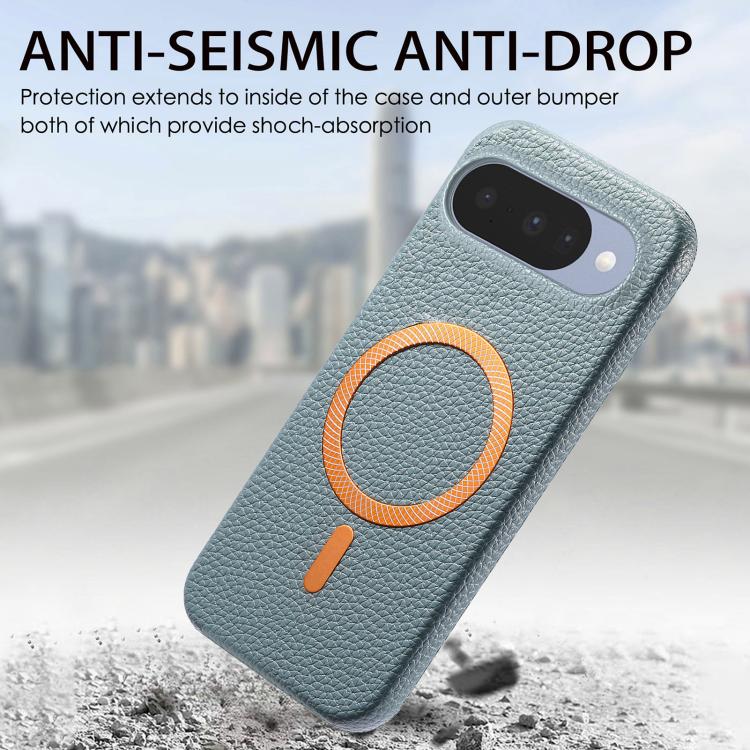 For Google Pixel 9 / 9 Pro Litchi Texture Brushed MagSafe PU Back Cover Phone Case