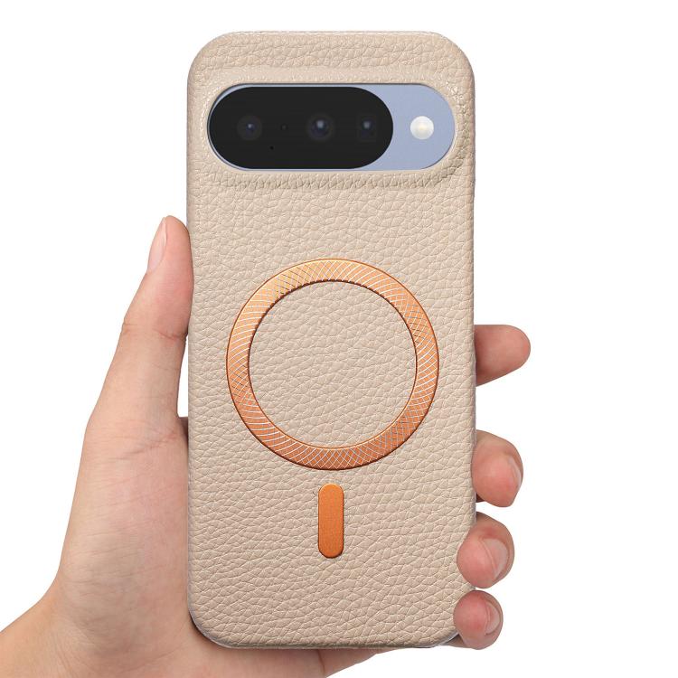 For Google Pixel 9 / 9 Pro Litchi Texture Brushed MagSafe PU Back Cover Phone Case