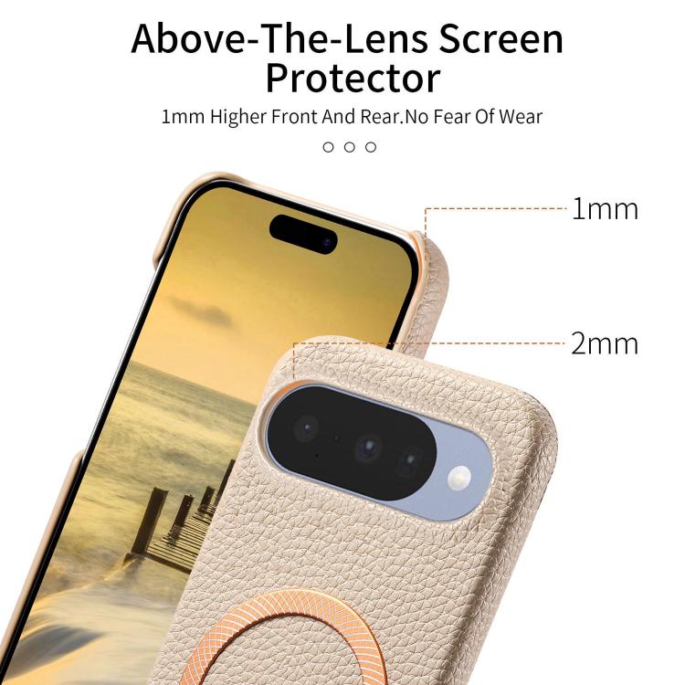For Google Pixel 9 / 9 Pro Litchi Texture Brushed MagSafe PU Back Cover Phone Case