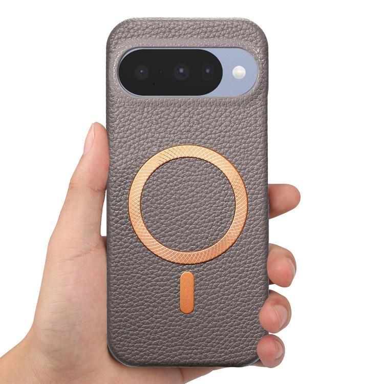 For Google Pixel 9 / 9 Pro Litchi Texture Brushed MagSafe PU Back Cover Phone Case