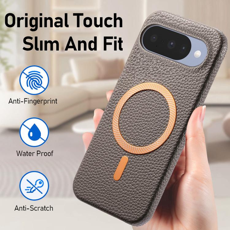 For Google Pixel 9 / 9 Pro Litchi Texture Brushed MagSafe PU Back Cover Phone Case
