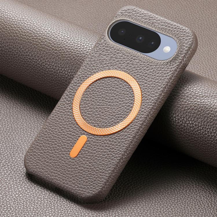 For Google Pixel 9 / 9 Pro Litchi Texture Brushed MagSafe PU Back Cover Phone Case