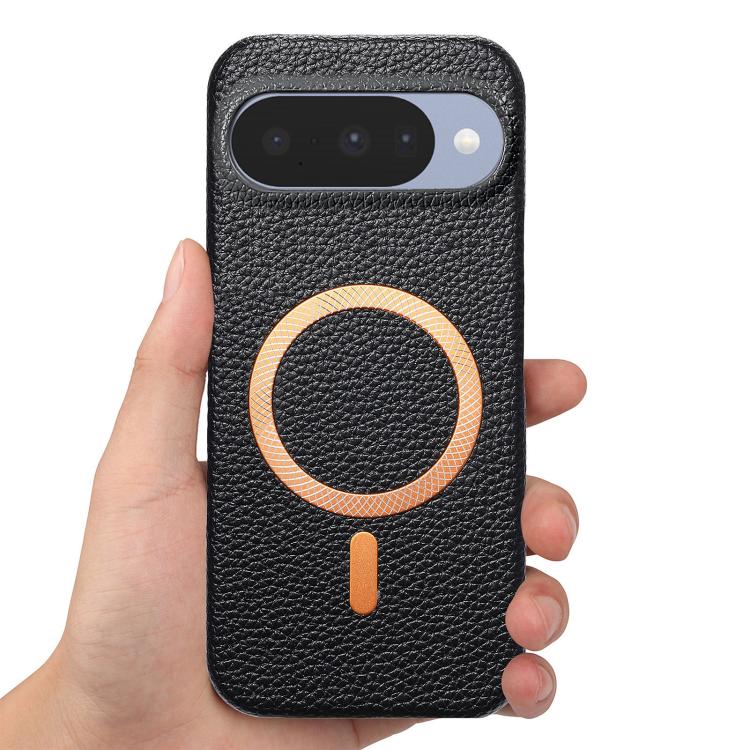 For Google Pixel 9 / 9 Pro Litchi Texture Brushed MagSafe PU Back Cover Phone Case