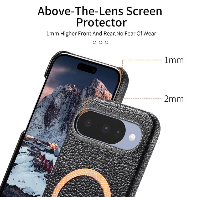 For Google Pixel 9 / 9 Pro Litchi Texture Brushed MagSafe PU Back Cover Phone Case