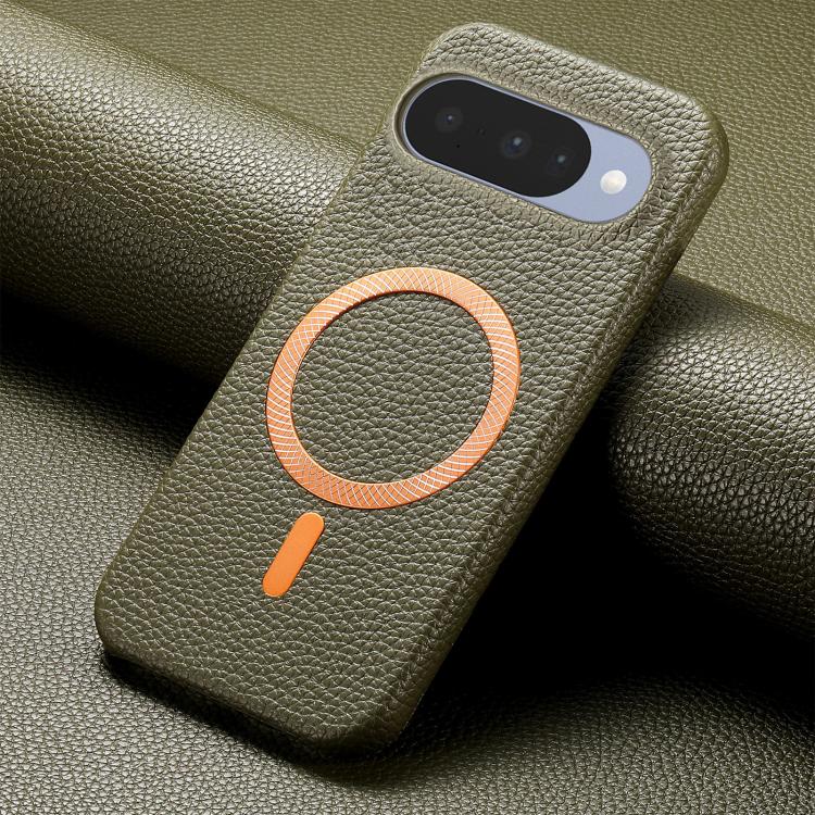 For Google Pixel 9 / 9 Pro Litchi Texture Brushed MagSafe PU Back Cover Phone Case