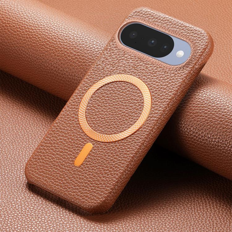 For Google Pixel 9 / 9 Pro Litchi Texture Brushed MagSafe PU Back Cover Phone Case
