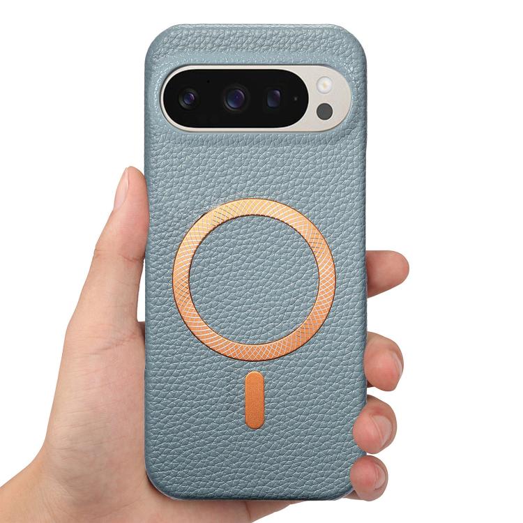 For Google Pixel 9 Pro XL Litchi Texture Brushed MagSafe PU Back Cover Phone Case