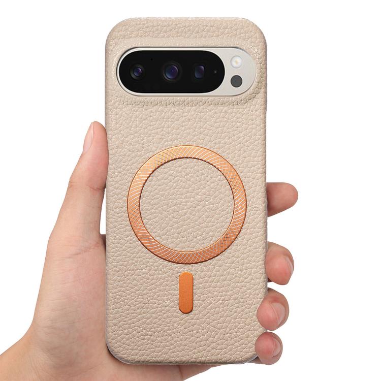 For Google Pixel 9a Litchi Texture Brushed MagSafe PU Back Cover Phone Case
