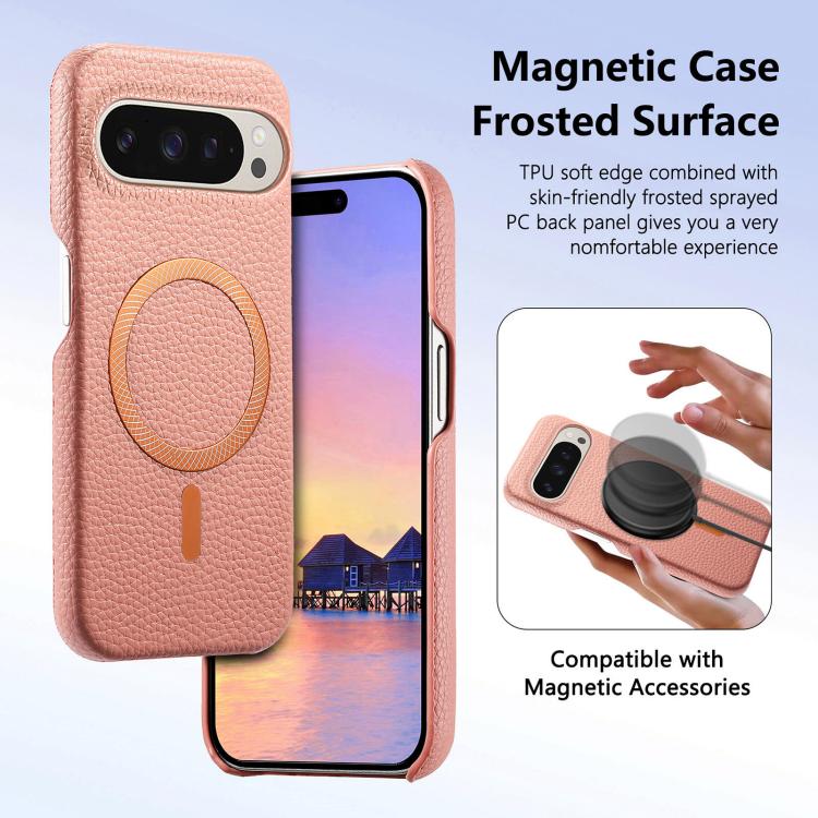 For Google Pixel 10 / 10 Pro Litchi Texture Brushed MagSafe PU Back Cover Phone Case