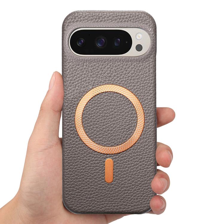 For Google Pixel 10 / 10 Pro Litchi Texture Brushed MagSafe PU Back Cover Phone Case