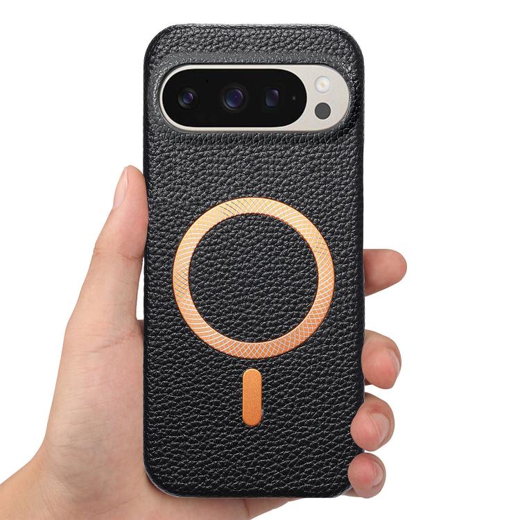 For Google Pixel 10 / 10 Pro Litchi Texture Brushed MagSafe PU Back Cover Phone Case