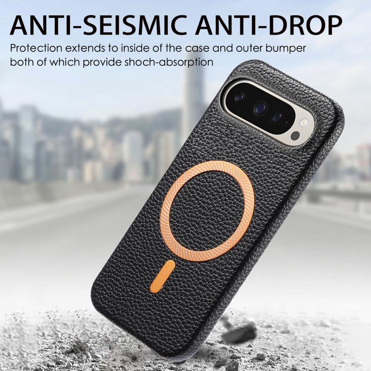 For Google Pixel 10 / 10 Pro Litchi Texture Brushed MagSafe PU Back Cover Phone Case