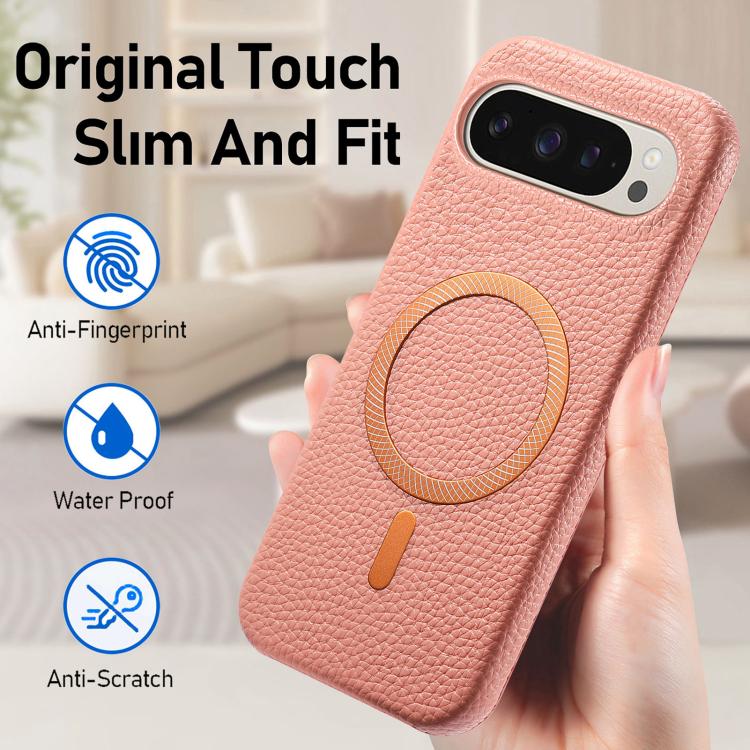 For Google Pixel 10 Pro XL Litchi Texture Brushed MagSafe PU Back Cover Phone Case