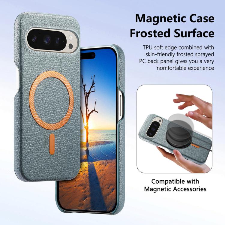 For Google Pixel 10 Pro XL Litchi Texture Brushed MagSafe PU Back Cover Phone Case
