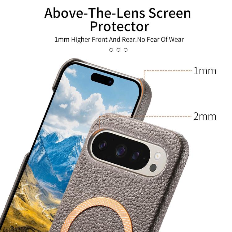 For Google Pixel 10 Pro XL Litchi Texture Brushed MagSafe PU Back Cover Phone Case