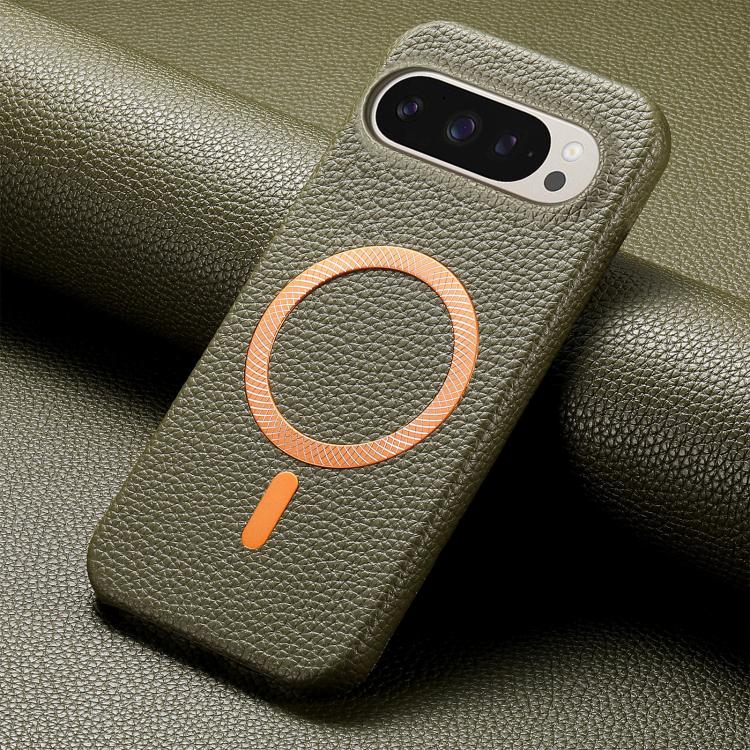 For Google Pixel 10 Pro XL Litchi Texture Brushed MagSafe PU Back Cover Phone Case