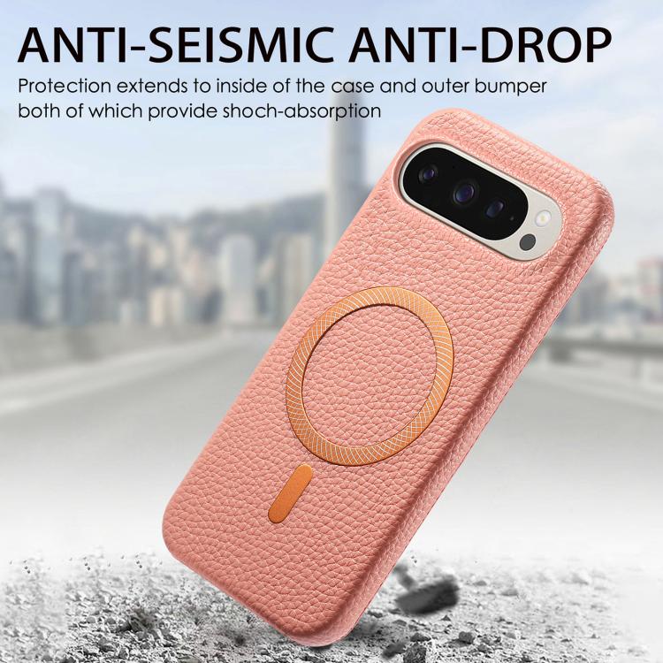 For Google Pixel 10a Litchi Texture Brushed MagSafe PU Back Cover Phone Case