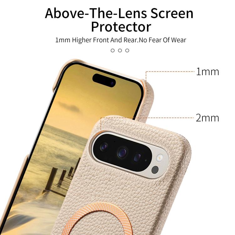 For Google Pixel 10a Litchi Texture Brushed MagSafe PU Back Cover Phone Case