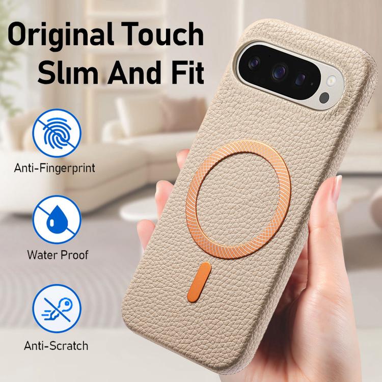 For Google Pixel 10a Litchi Texture Brushed MagSafe PU Back Cover Phone Case