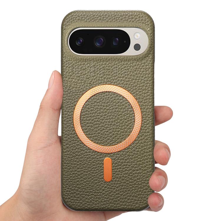 For Google Pixel 10a Litchi Texture Brushed MagSafe PU Back Cover Phone Case