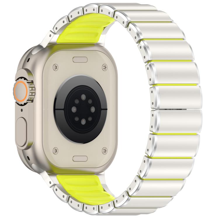 For Apple Watch 46mm / 49mm / 45mm / 44mm Folding Buckle One Bead Silicone Titanium Alloy Watch Band