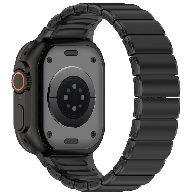 For Apple Watch 46mm / 49mm / 45mm / 44mm Folding Buckle One Bead Silicone Titanium Alloy Watch Band