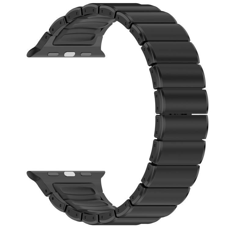 For Apple Watch 46mm / 49mm / 45mm / 44mm Folding Buckle One Bead Silicone Titanium Alloy Watch Band