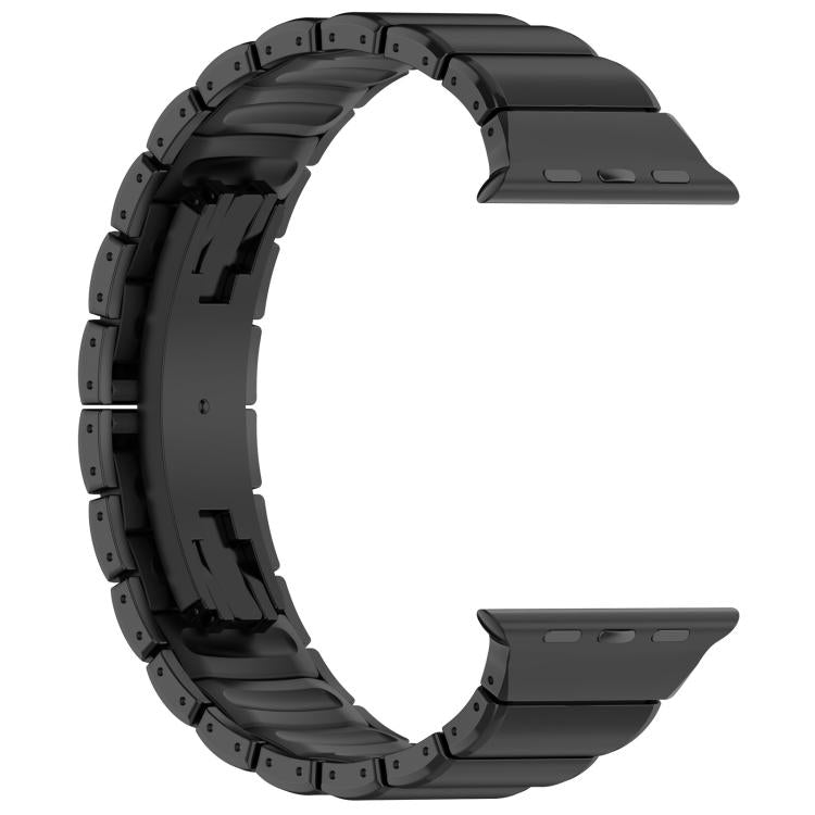 For Apple Watch 46mm / 49mm / 45mm / 44mm Folding Buckle One Bead Silicone Titanium Alloy Watch Band