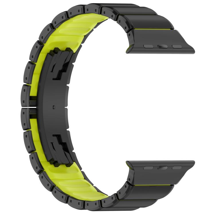 For Apple Watch 46mm / 49mm / 45mm / 44mm Folding Buckle One Bead Silicone Titanium Alloy Watch Band