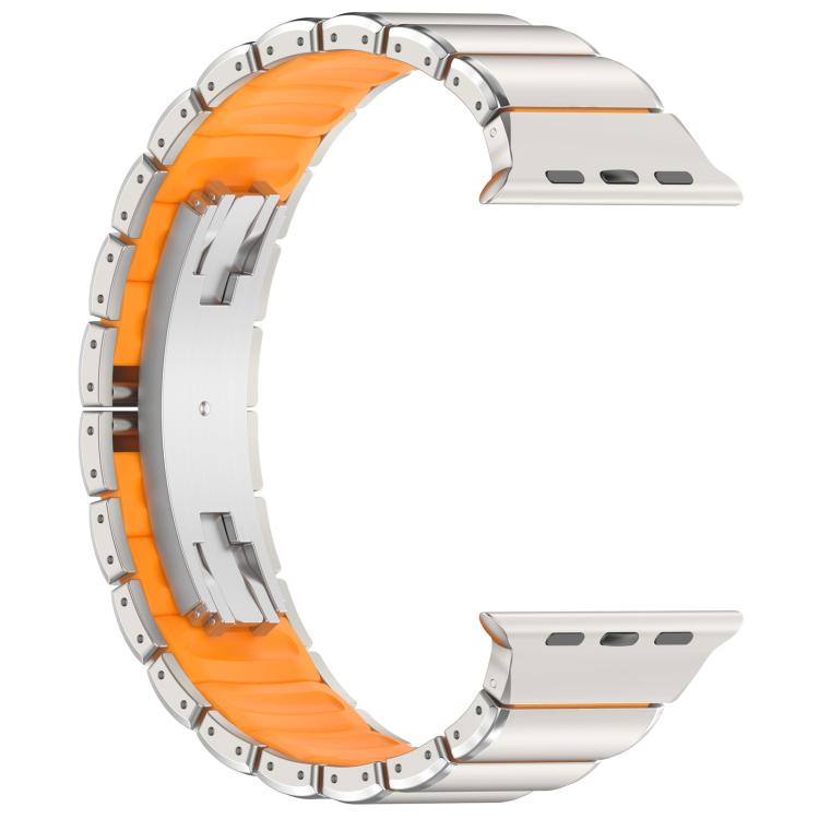 For Apple Watch 42mm / 41mm / 40mm / 38mm Folding Buckle One Bead Silicone Titanium Alloy Watch Band