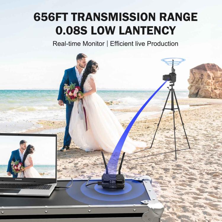 Lemorele R200 Wireless Video Transmitter With Battery 1080P 200M HDMI Loop Out OLED 1TX To 4RX