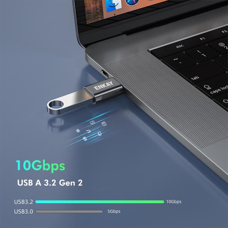 2 Pcs ENKAY ENK-AT131 10Gbps Female USB 3.2 A to Male USB C Data Adapter Zinc Alloy Converter
