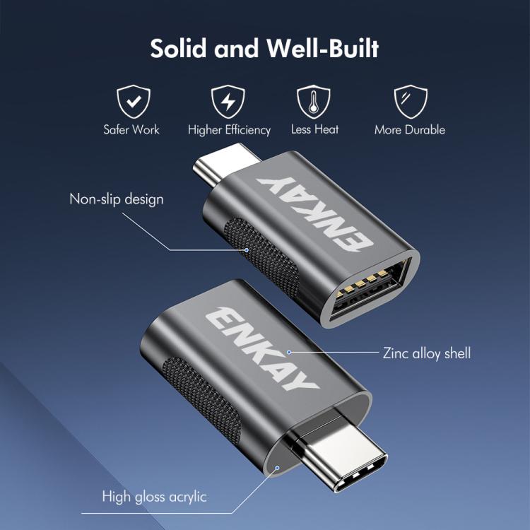 ENKAY ENK-AT131 10Gbps Female USB 3.2 A to Male USB C Data Adapter Zinc Alloy Converter